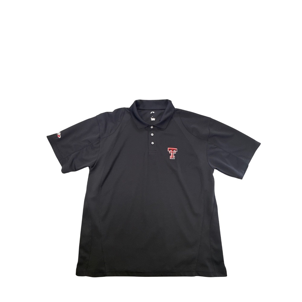 Texas Tech Red Raiders P2 Pro Player Polo Shirt Black Double T Logo- no size tag